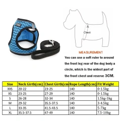 Manufacturer Custom New Design Adjustable Pet Accessories Soft Breathable Reflective Dog Harness and Leash Collar Set