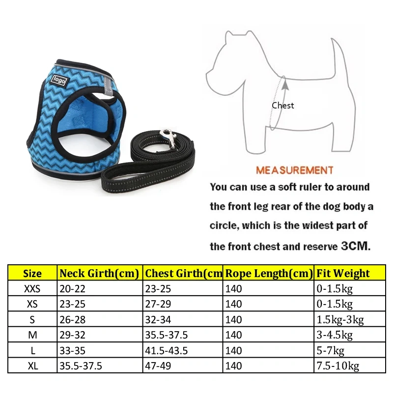 Manufacturer Custom New Design Adjustable Pet Accessories Soft Breathable Reflective Dog Harness and Leash Collar Set