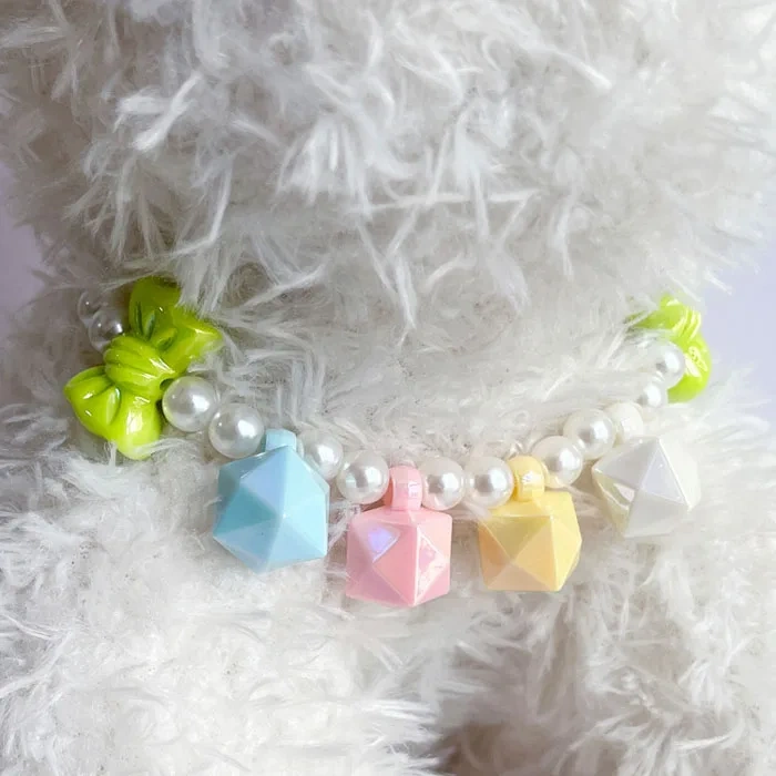 Pretty Colored Pendent Dog Cat Necklace Pet Pearl Necklace