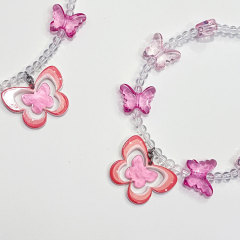 Pink Butterfly Beaded Collar Pet Accessories for Cats, Small and Medium Dogs
