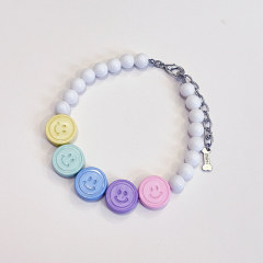 Smiling face beaded collar jewelry for cats, small and medium-sized dogs