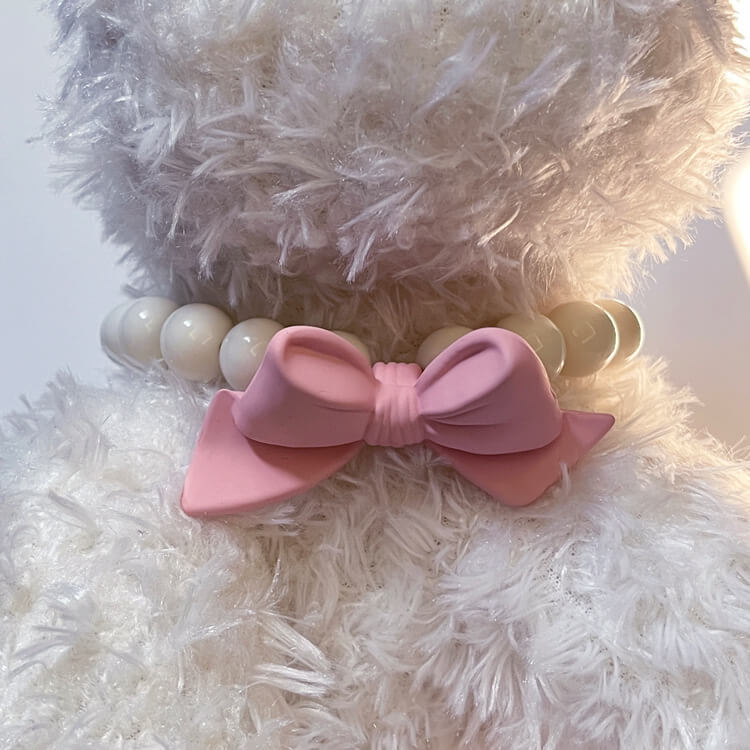 Pink bow collar jewelry for small and medium-sized dogs