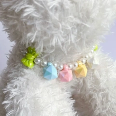 Pretty Colored Pendent Dog Cat Necklace Pet Pearl Necklace