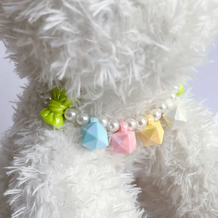 Pretty Colored Pendent Dog Cat Necklace Pet Pearl Necklace