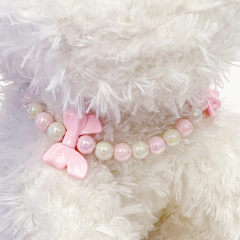 Pink Bow Beaded Collar Accessories for Cats, Small and Medium-sized Dogs