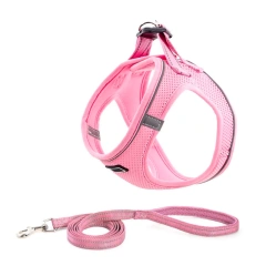 Manufacturer Custom New Design Adjustable Pet Accessories Soft Breathable Reflective Dog Harness and Leash Collar Set