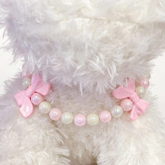 Pink Bow Beaded Collar Accessories for Cats, Small and Medium-sized Dogs