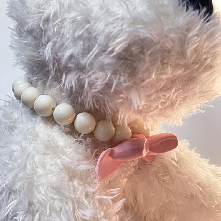 Pink bow collar jewelry for small and medium-sized dogs