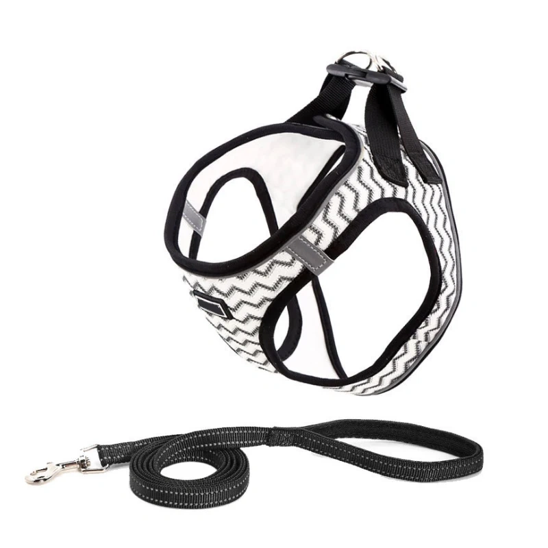 Manufacturer Custom New Design Adjustable Pet Accessories Soft Breathable Reflective Dog Harness and Leash Collar Set