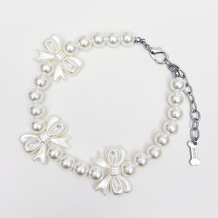 Imitation Pearl Bow Collar Pet Accessories for Cats, Small and Medium Dogs