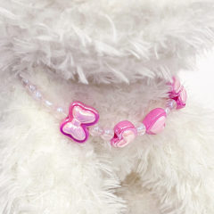 Pink Love Beaded Collar Accessories for Cats and Small and Medium-sized Dogs