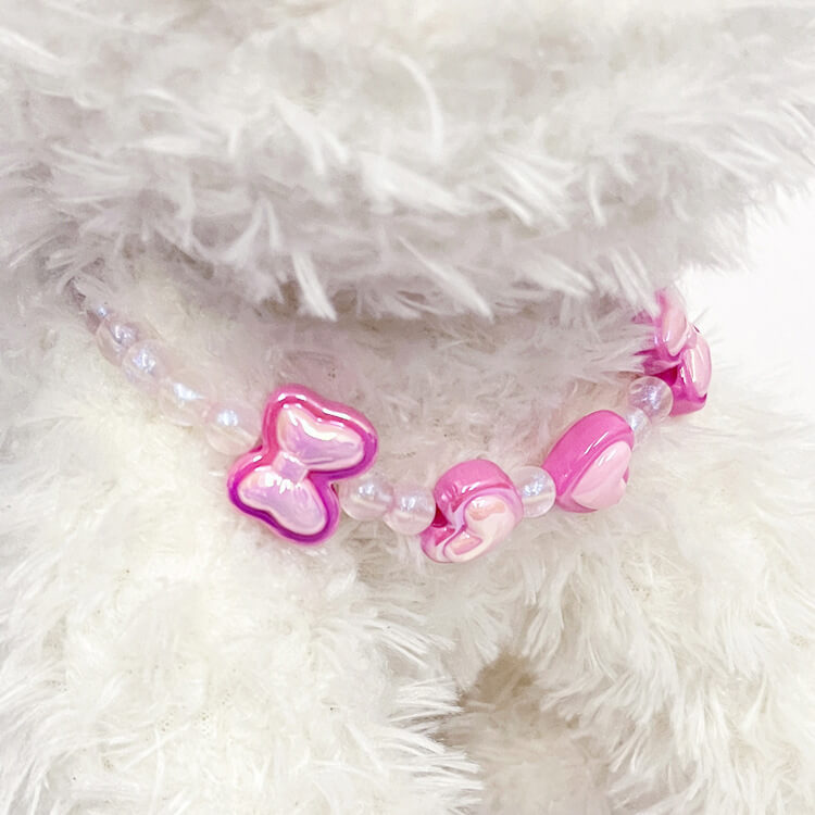 Pink Love Beaded Collar Accessories for Cats and Small and Medium-sized Dogs