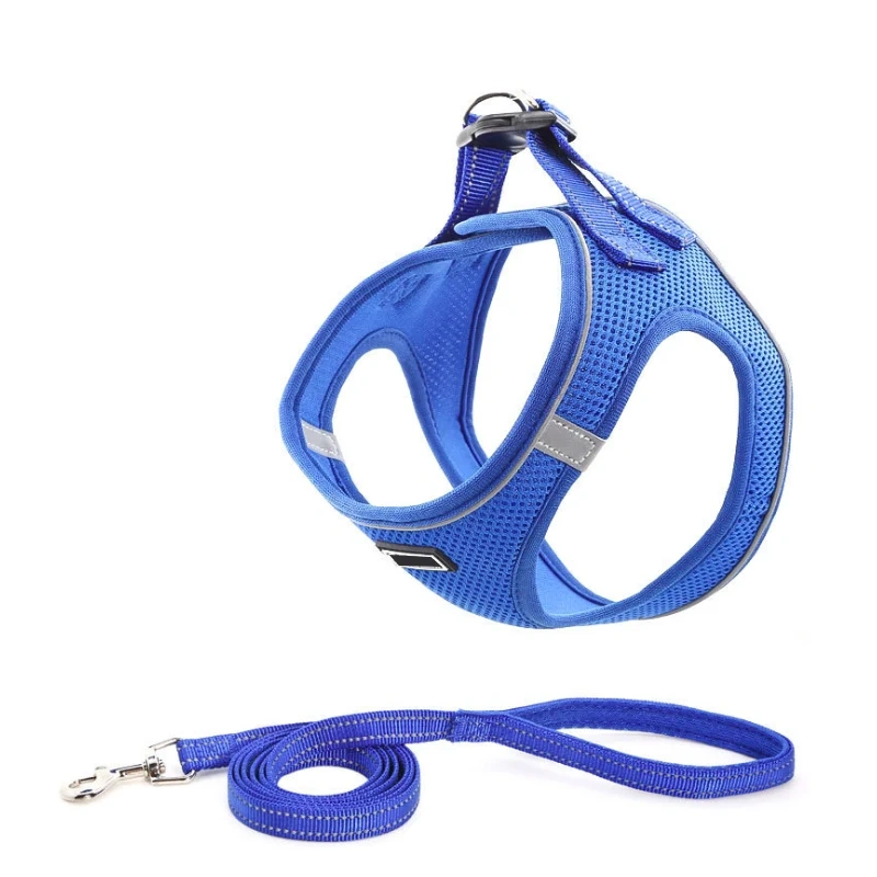 Manufacturer Custom New Design Adjustable Pet Accessories Soft Breathable Reflective Dog Harness and Leash Collar Set