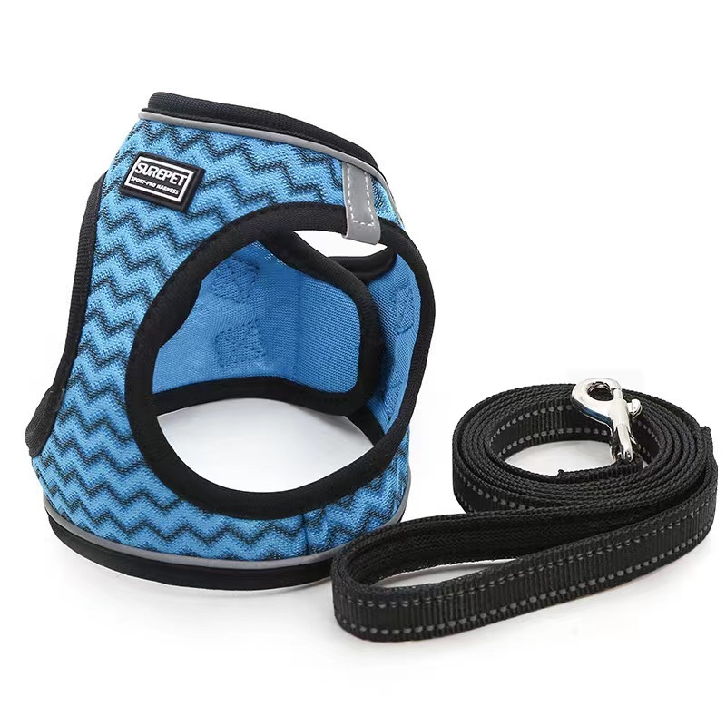 New Design Adjustable Pet Accessories Soft Breathable Reflective Dog Harness and Leash Collar Set