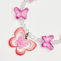 Pink Butterfly Beaded Collar Pet Accessories for Cats, Small and Medium Dogs