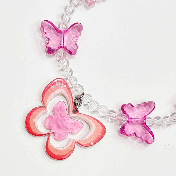 Pink Butterfly Beaded Collar Pet Accessories for Cats, Small and Medium Dogs