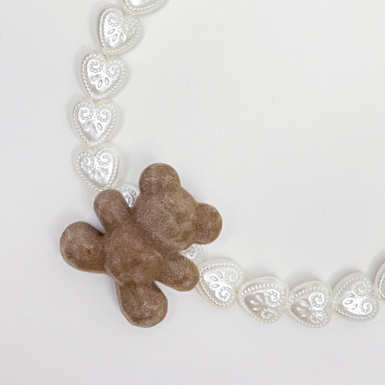 Bear Heart Beaded Collar Pet Accessories, Suitable for Cats, Small and Medium Dogs