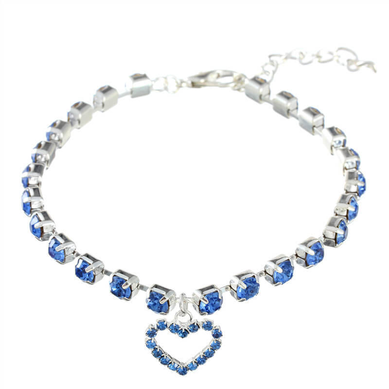 Single row diamond cat and dog accessories pet collar love pendant