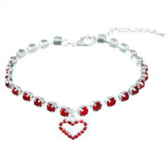 Single row diamond cat and dog accessories pet collar love pendant