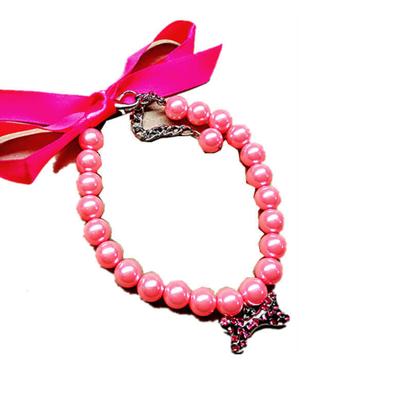 Pet jewelry pearl necklace bone pendant for small and medium dogs