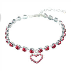 Single row diamond cat and dog accessories pet collar love pendant