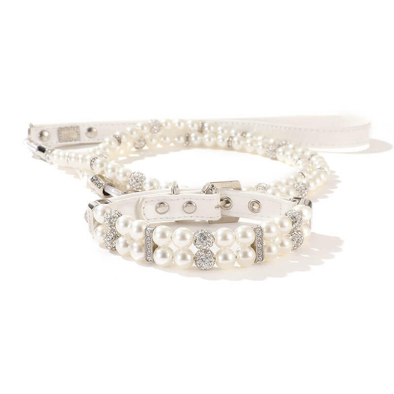 Pet collar White Pearl collar leash set bestselling dog and cat chain collar