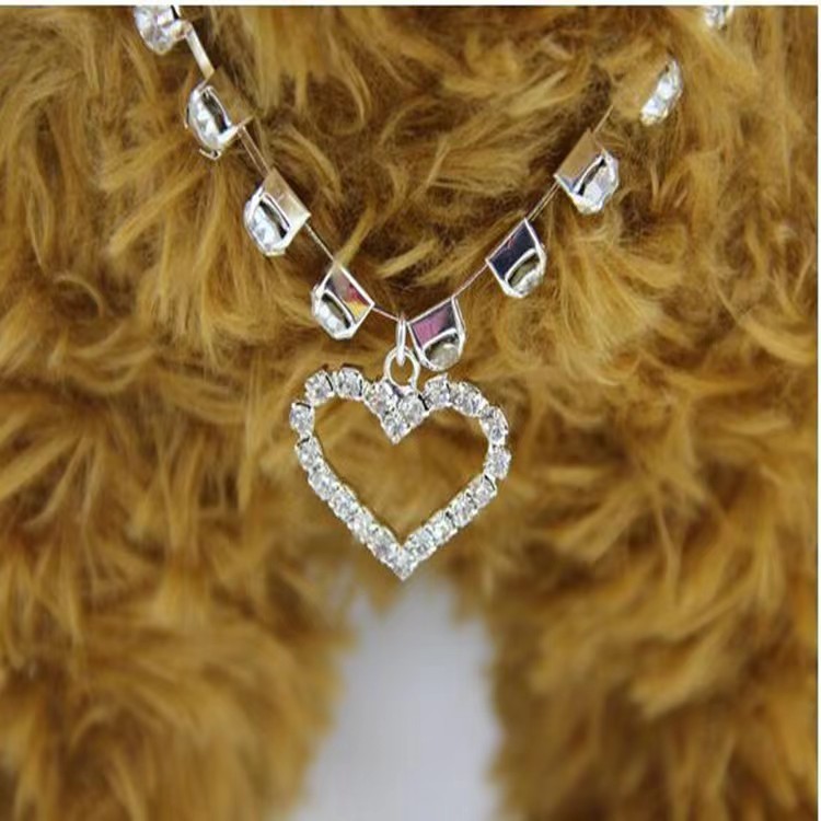Single row diamond cat and dog accessories pet collar love pendant