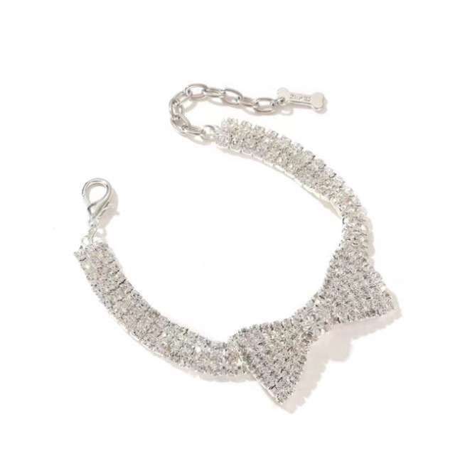 Pet supplies collar lead rope neck ring cat drill chain necklace Small dog collar accessories