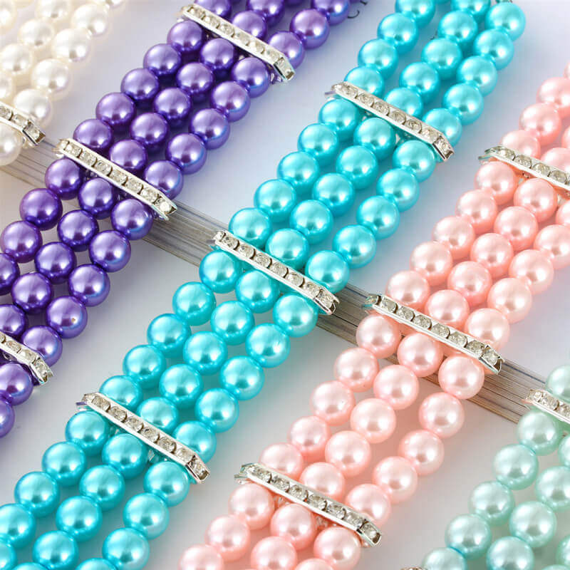 Three-row pearl pet collar, cat and dog necklace jewelry
