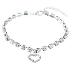Single row diamond cat and dog accessories pet collar love pendant