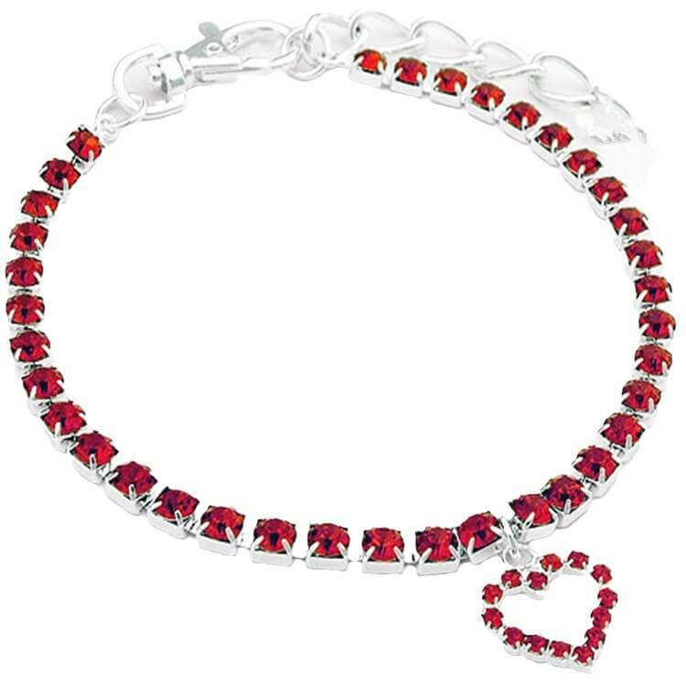 Single row diamond cat and dog accessories pet collar love pendant