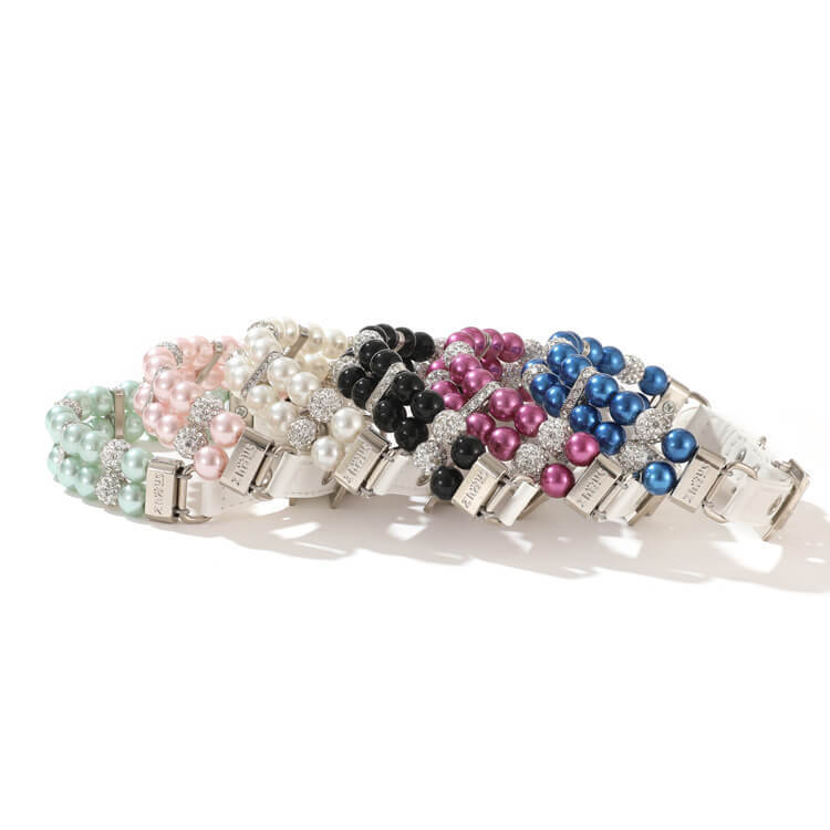 Pet Supplies Pearl Collar Leash Collar Collar Cat and Dog Necklace Small Dog Collar Leash Set