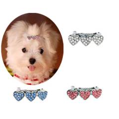 Rhinestone Heart Hairpin Pet Ornament