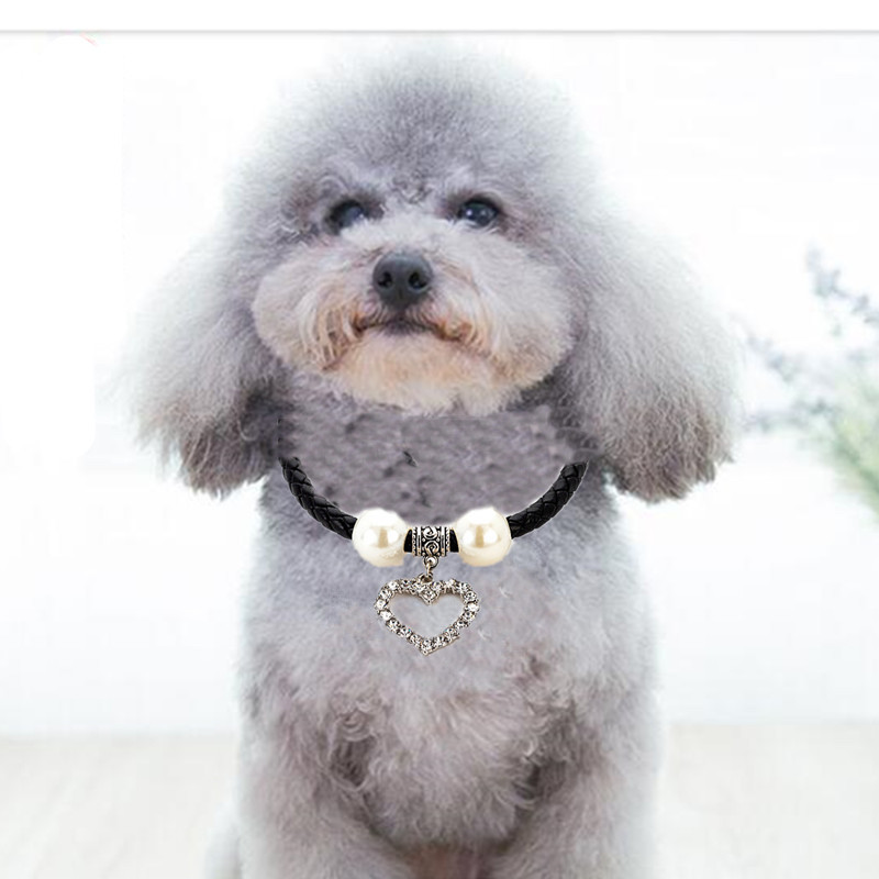 Pet woven leather rope bell pet collar