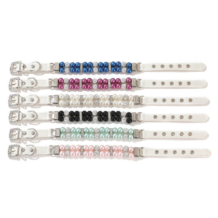 Pet Supplies Pearl Collar Leash Collar Collar Cat and Dog Necklace Small Dog Collar Leash Set