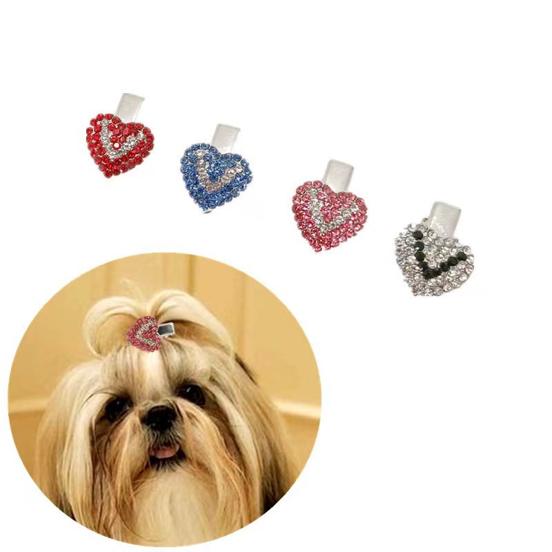 Rhinestone Alloy Pet Heart Hair Clip