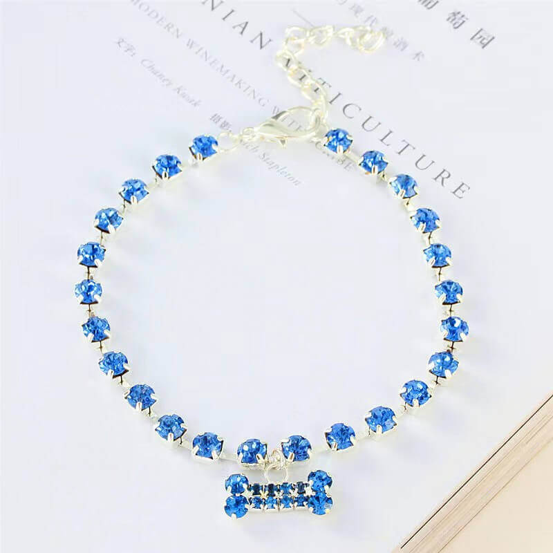 Rhinestone Single Row Pet Bone Pendant Ornament