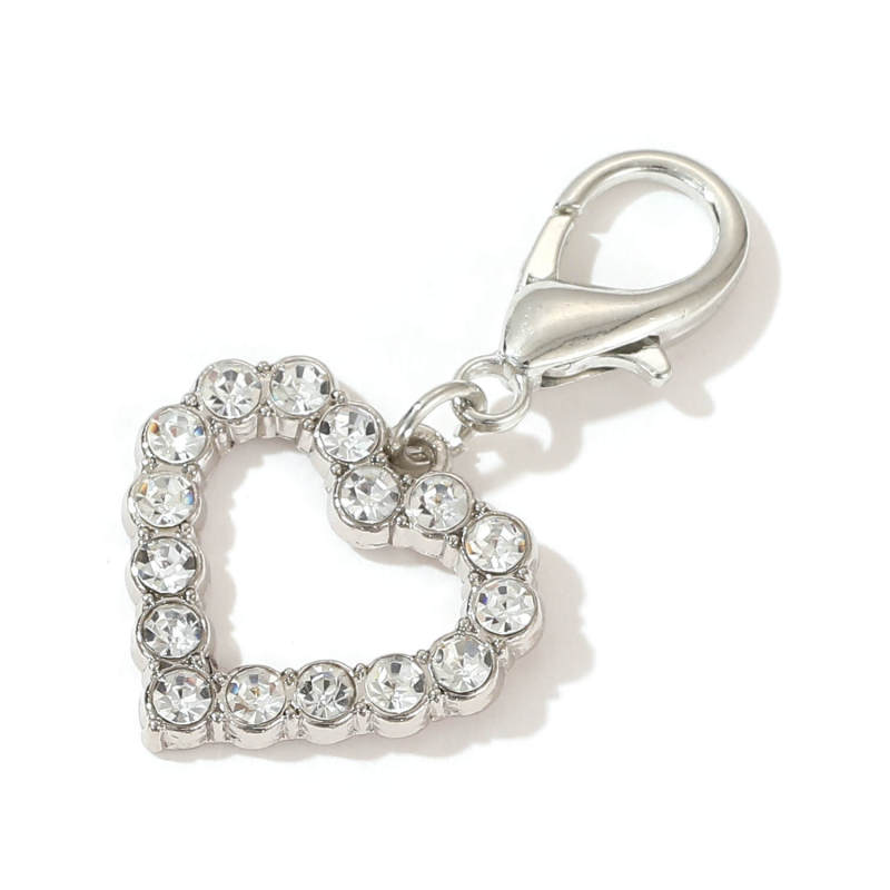 Rhinestone Heart Dog Collar Pendant