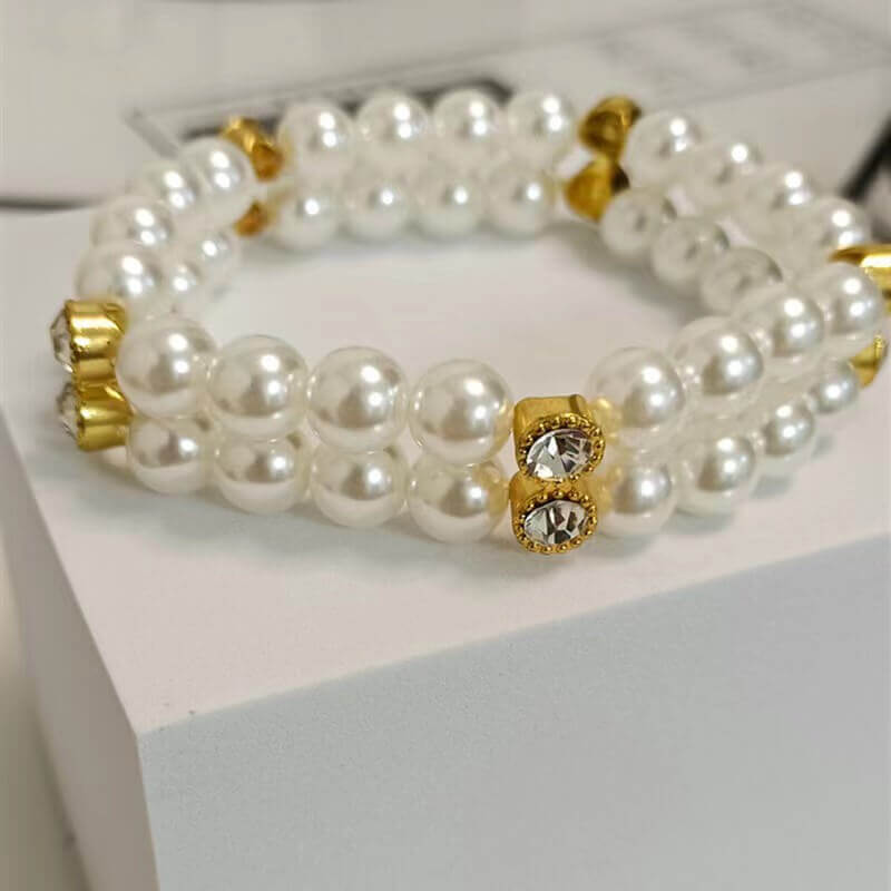 Faux Pearl Pet Stretchy Retractable Collar