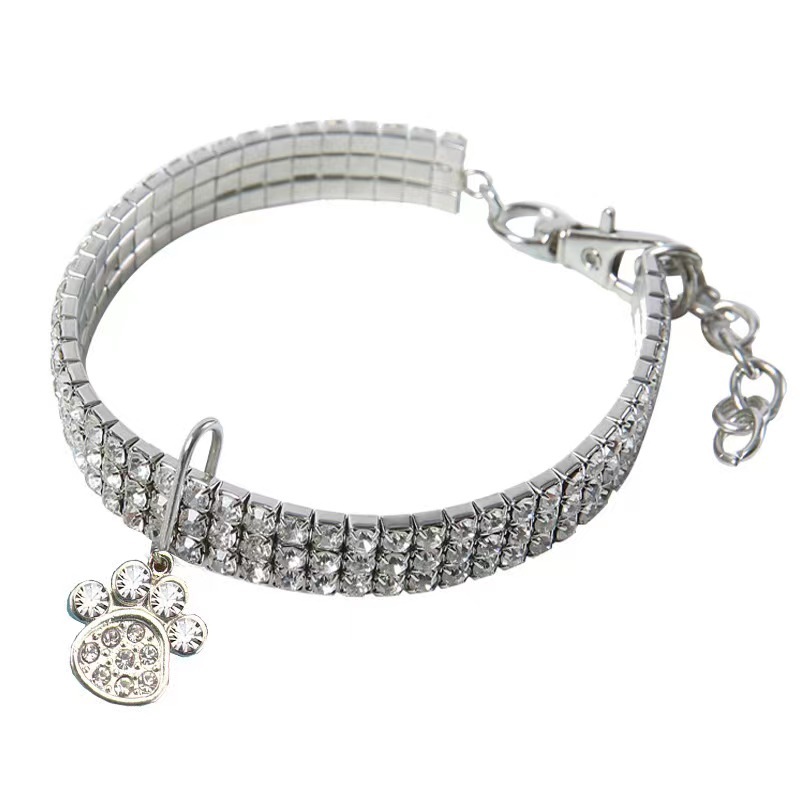 pet crystal elastic necklace