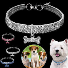 Pet Necklace Dog Chain Cat Crystal Collar Pet Supplies Small Dog Accessories Tag