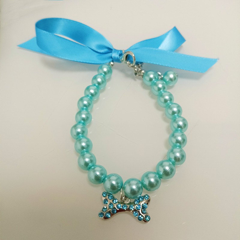 Pet Jewelry Pearl Cat Dog Necklace Collar Bone Pendant