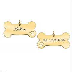 Stainless Steel Pet Tag Carved Bone Carved Blank ID Name Tag Customized Metal Dog Tag