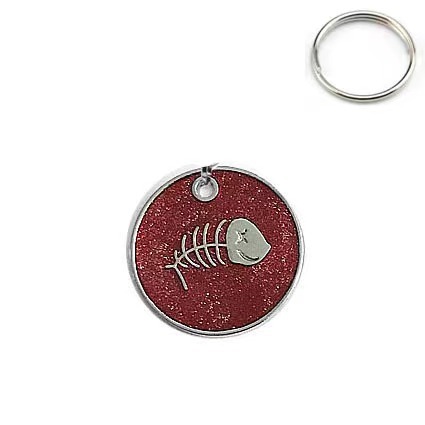 Round fishbone cat and dog tag leash accessories