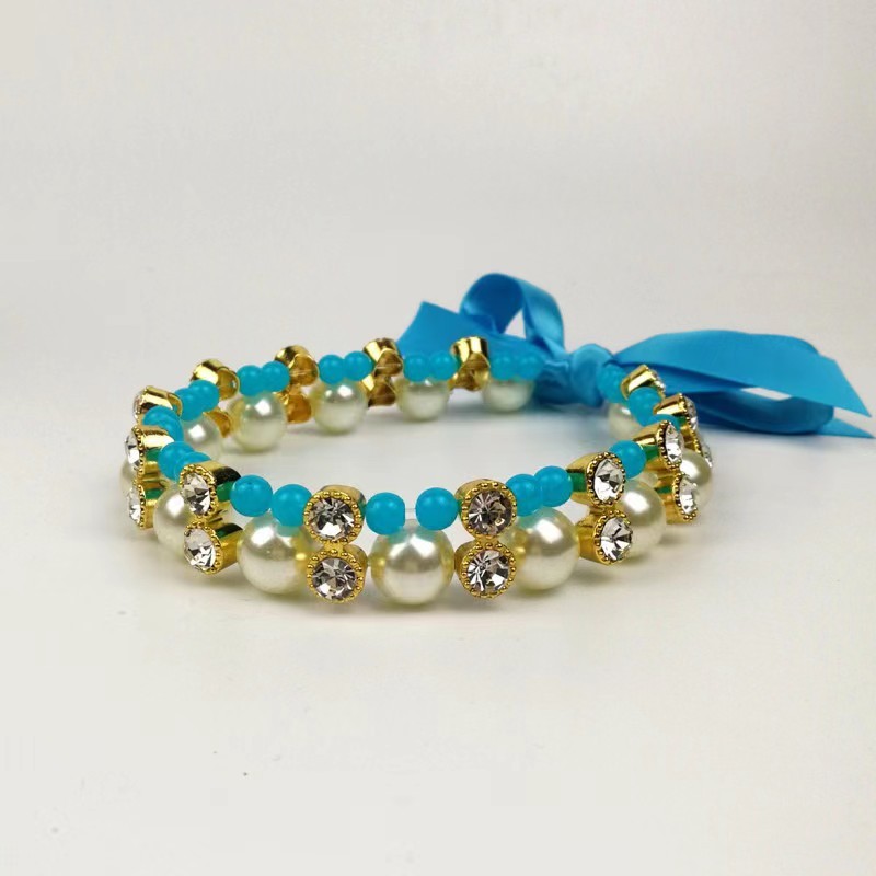 Ribbon Pearl Bow Pet Collar Ornament