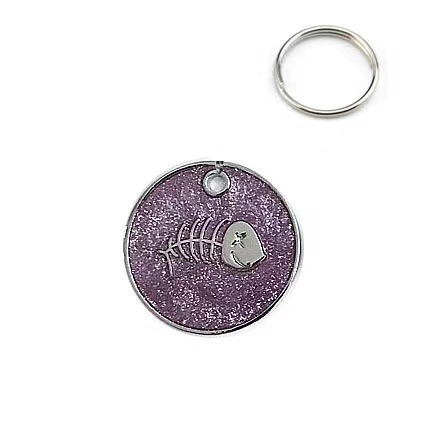 Round fishbone cat and dog tag leash accessories