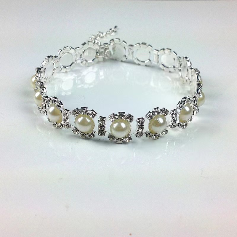 Rhinestone Pearl Necklace Jewelry Pet Collar