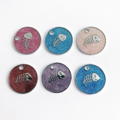 Round fishbone cat and dog tag leash accessories