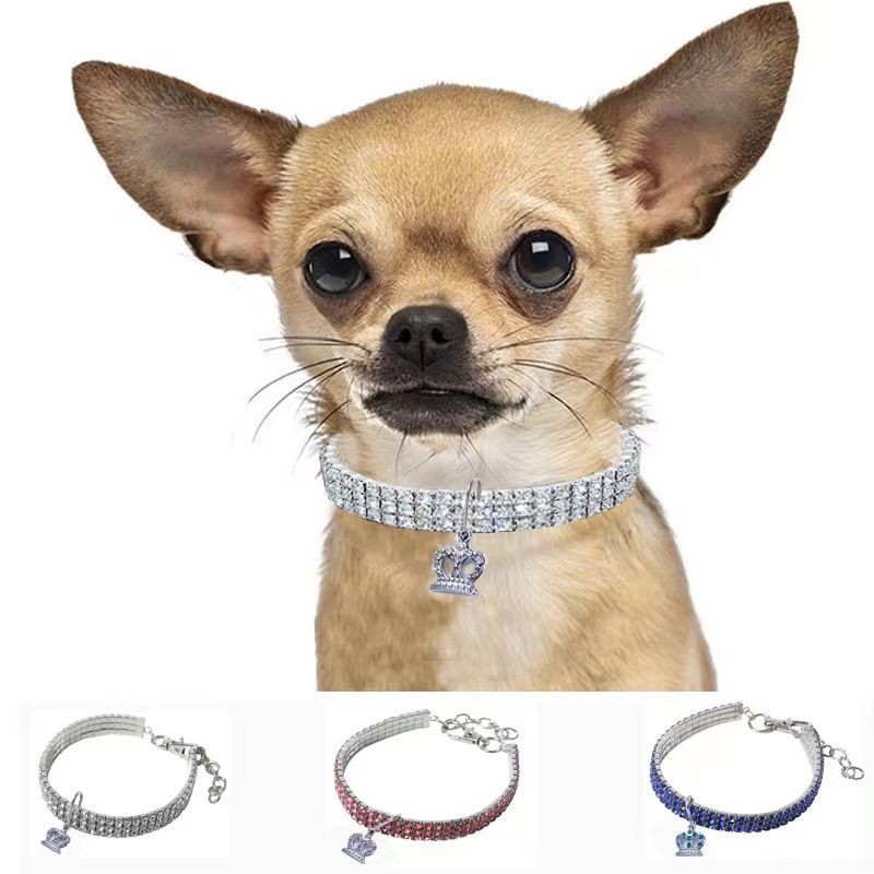 pet crystal elastic necklace