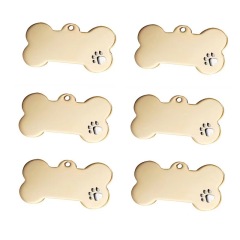 Stainless Steel Pet Tag Carved Bone Carved Blank ID Name Tag Customized Metal Dog Tag